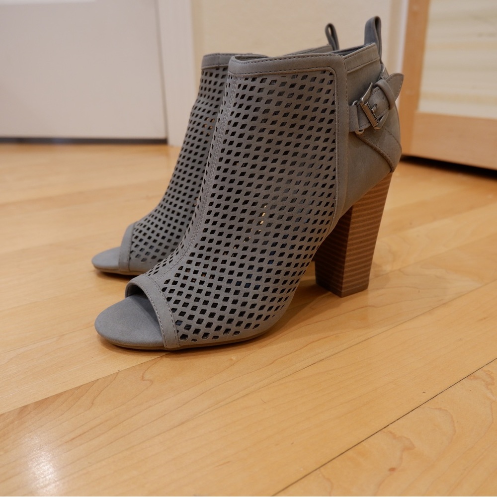 Guess Grey Jerzy Peep-Toe Booties